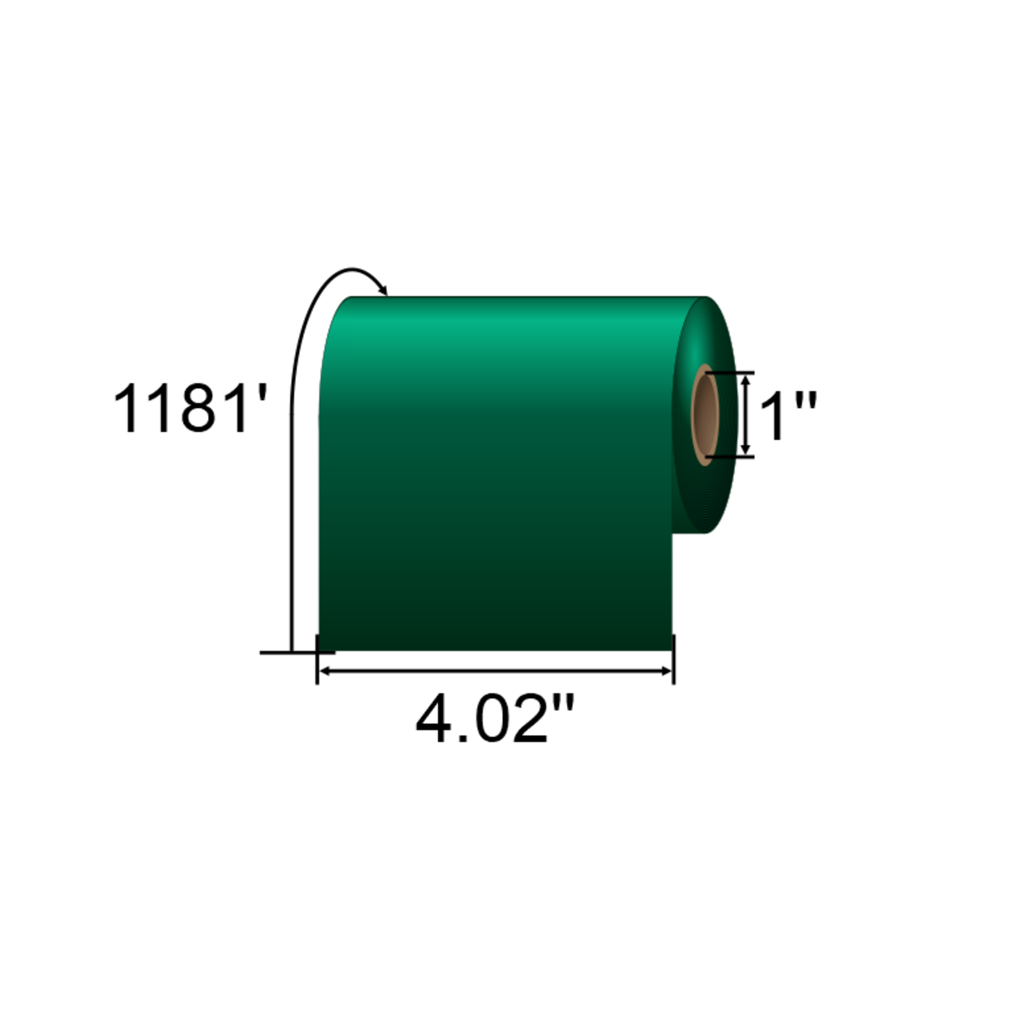 ARMOR-IIMAK 4.02in x 1181ft Green Premium Wax Ribbon T83022BAO