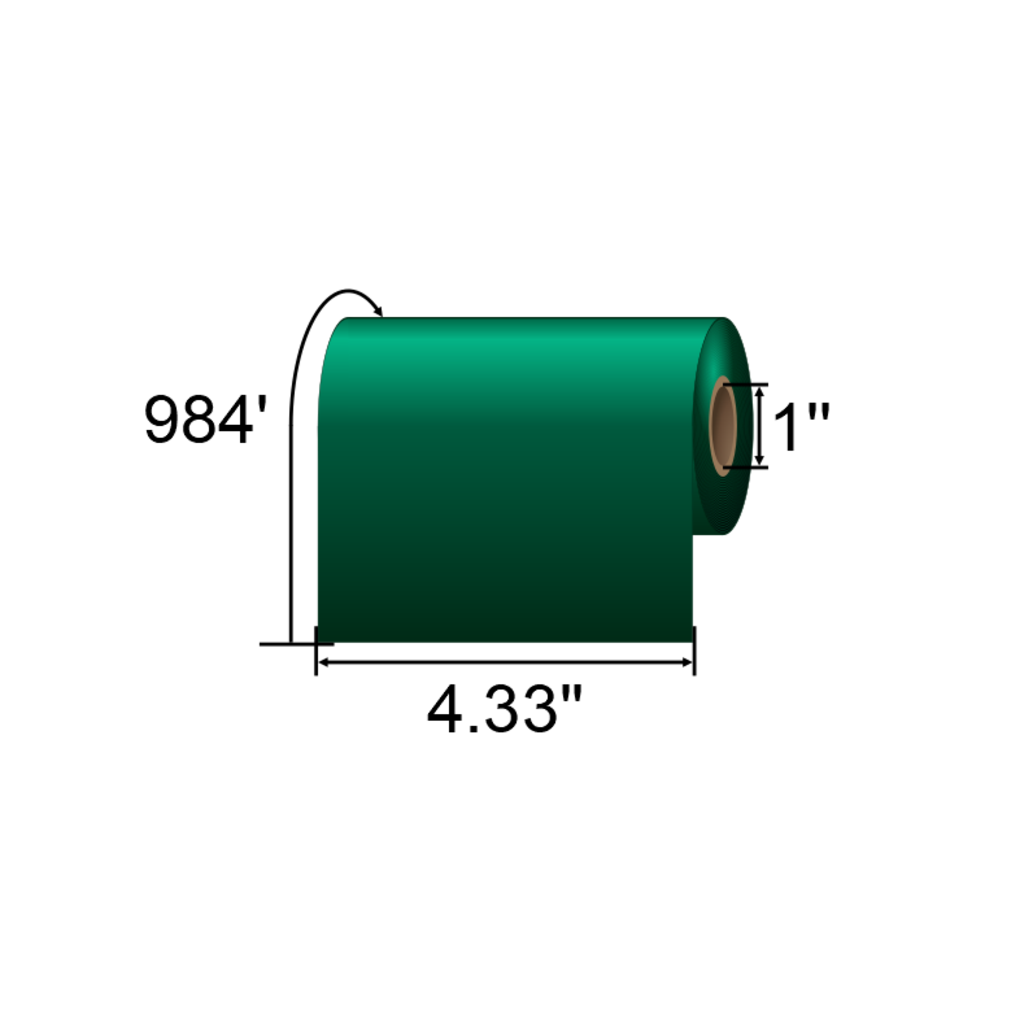 ARMOR-IIMAK 4.33in x 984ft Green Premium Wax Ribbon T82629BAO