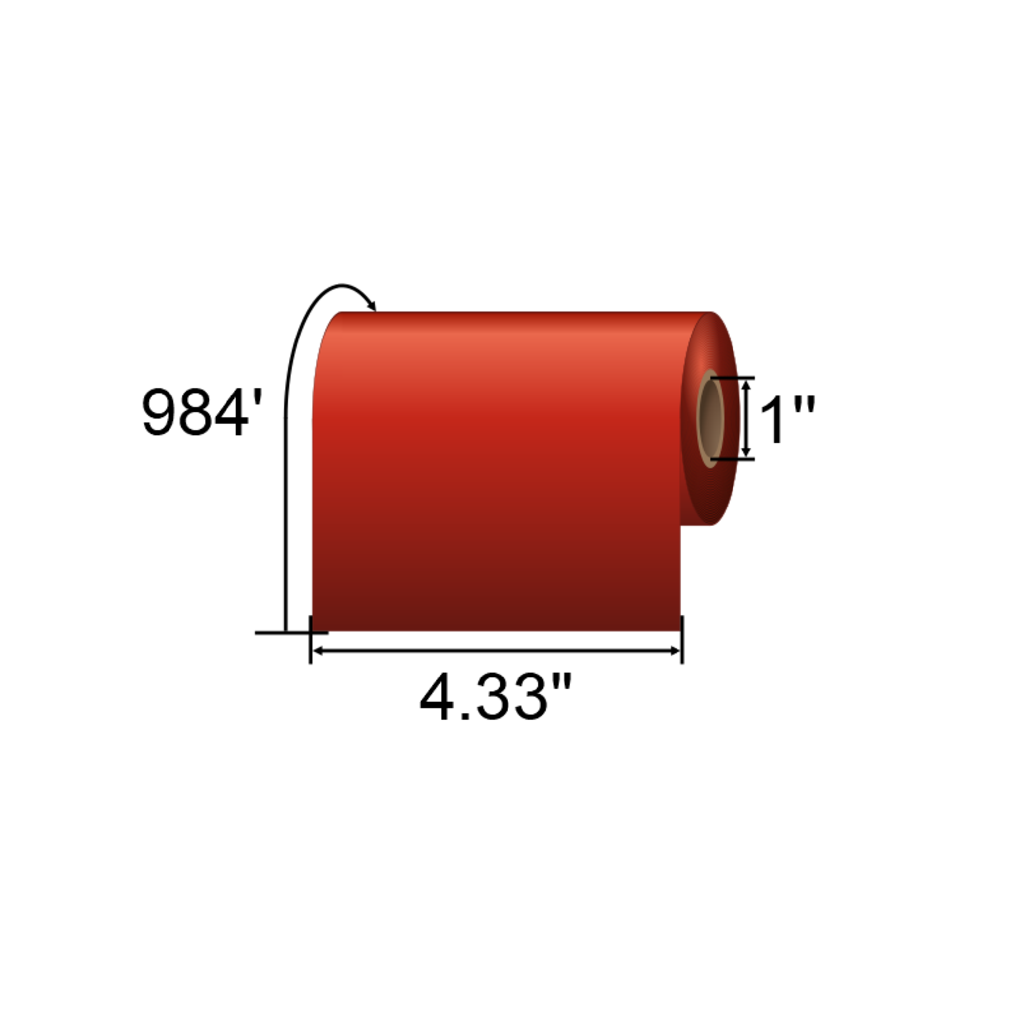 BarcodeFactory 4.33in x 984ft Red Premium Wax Ribbon BCF110300-1RED