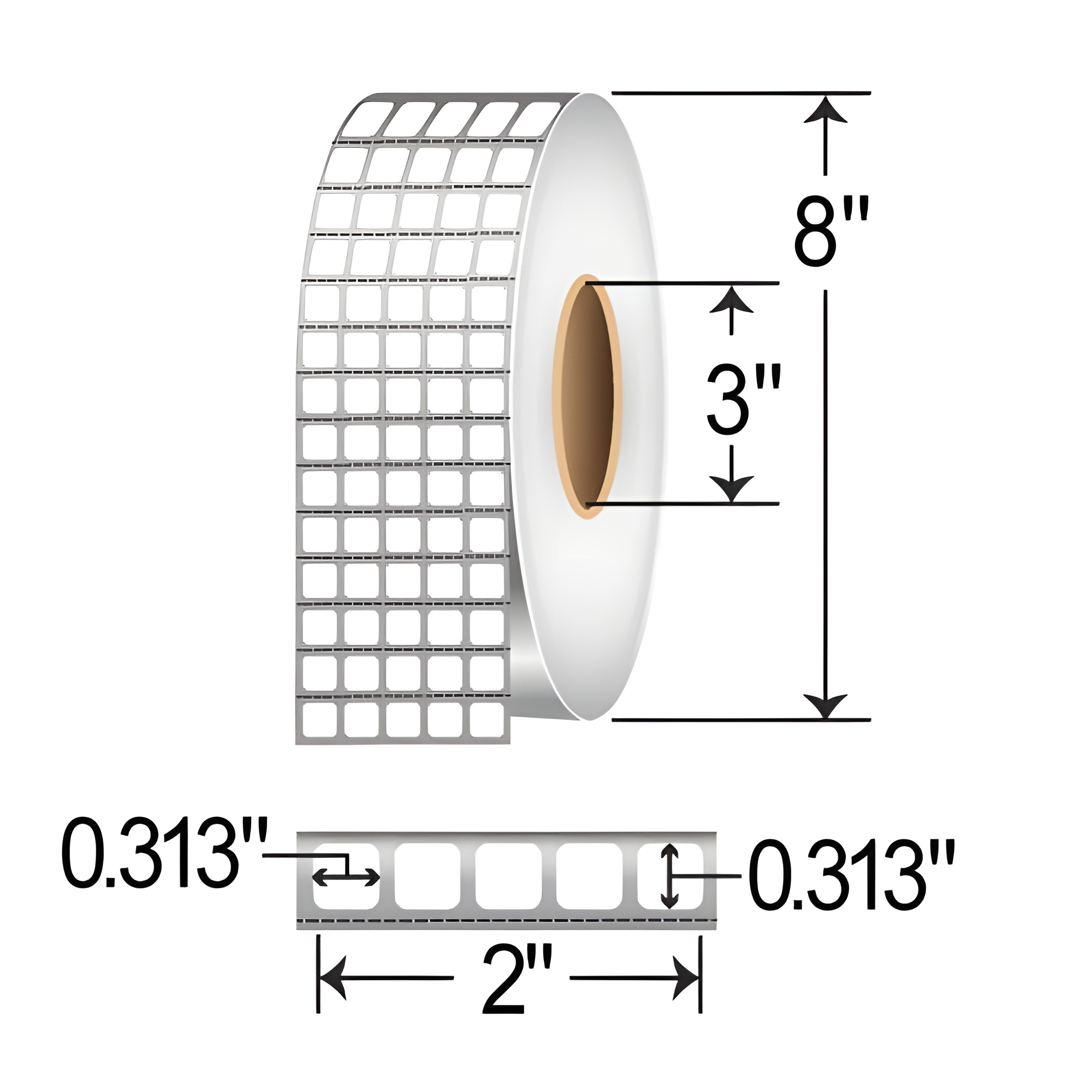 Zebra Z-Supreme 2000T 0.3125x0.3125 Polyimide TT Label [5up, Perforated] 10023021