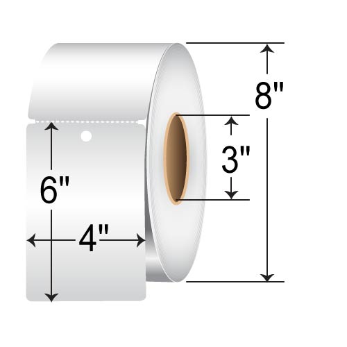 Barcodefactory 4 x 6 Synthetic Tag - with Hole BAR-4-6-900-38S