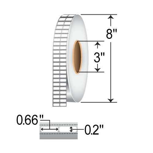 Zebra Z-Supreme 2100T 0.66x0.2 Polyimide TT Label [2up, Perforated] ZIPZST10044160
