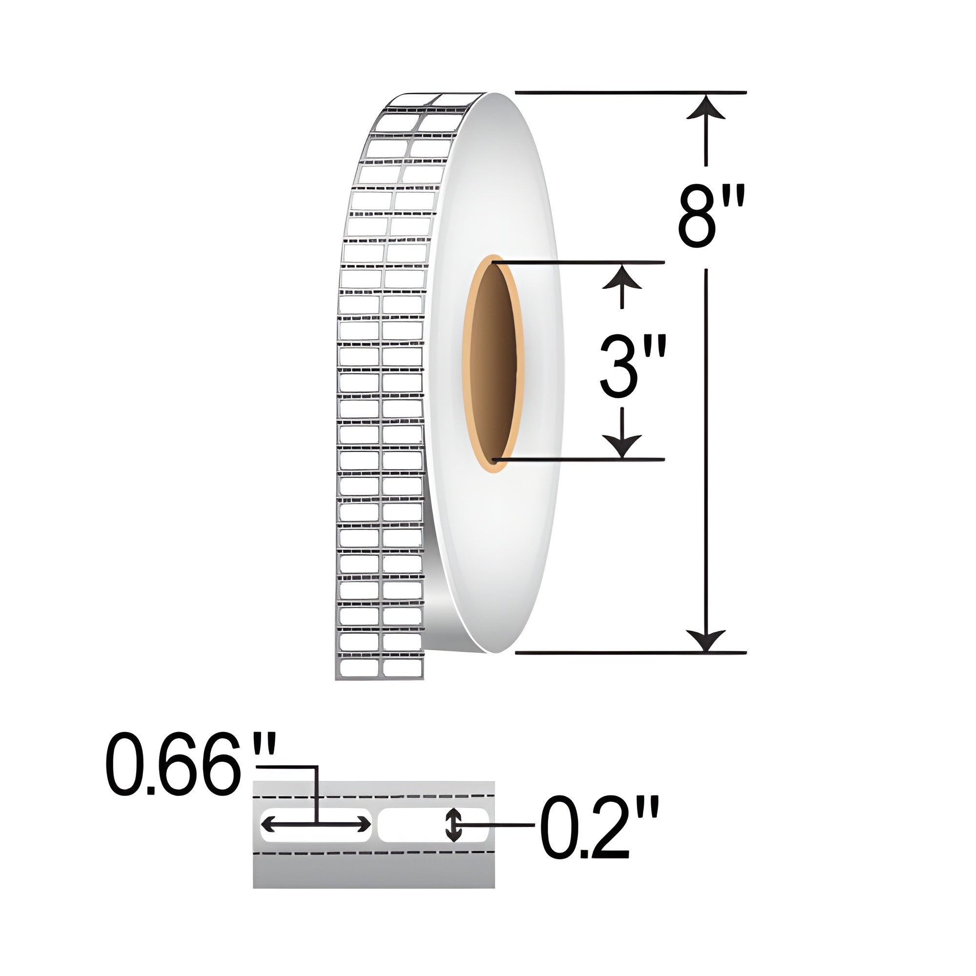 Zebra Z-Supreme 2100T 0.66x0.2 Polyimide TT Label [2up, Perforated] ZIPZST10044160