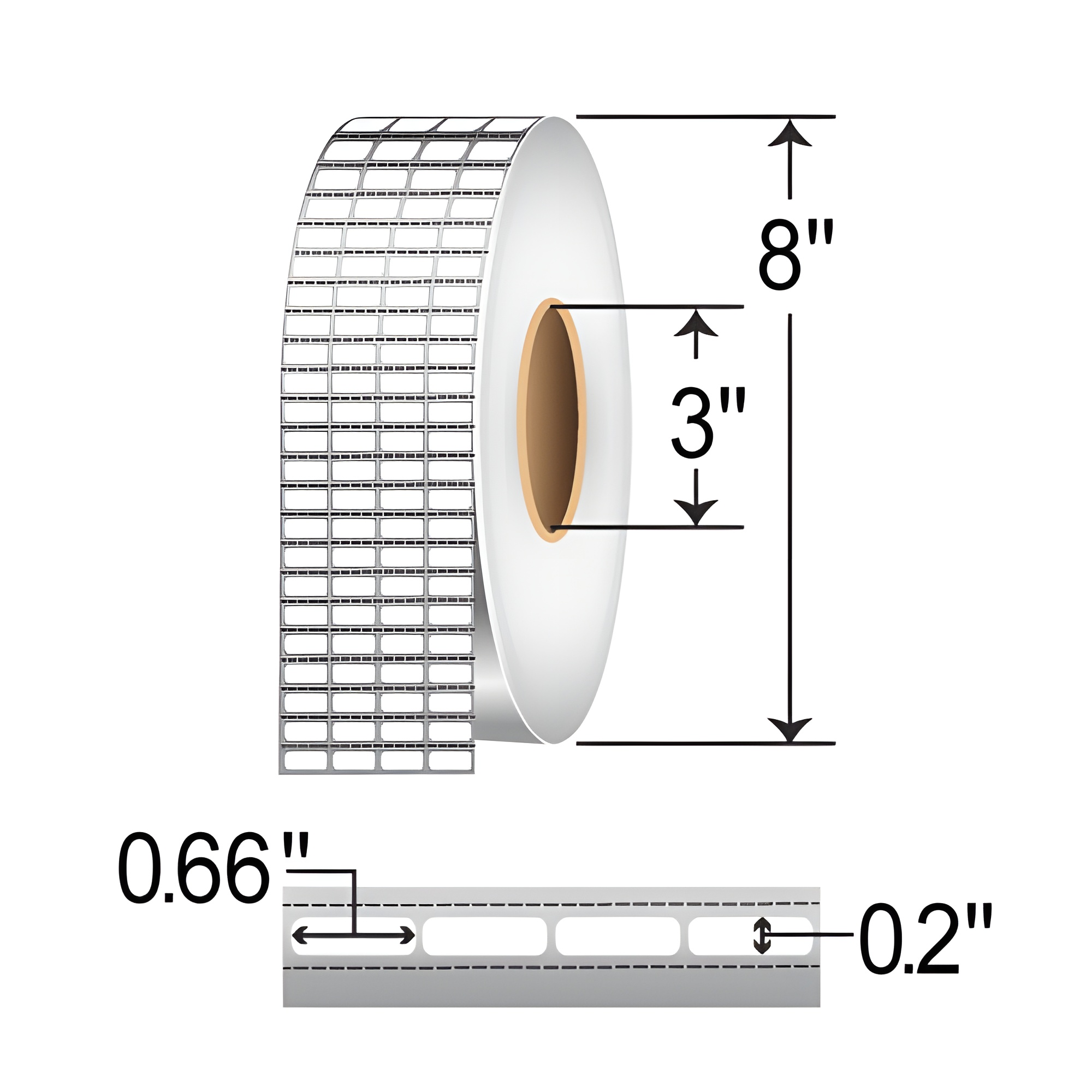 Zebra 3000T 0.66x0.2 Polyimide TT Label [4up, Perforated] 10023223