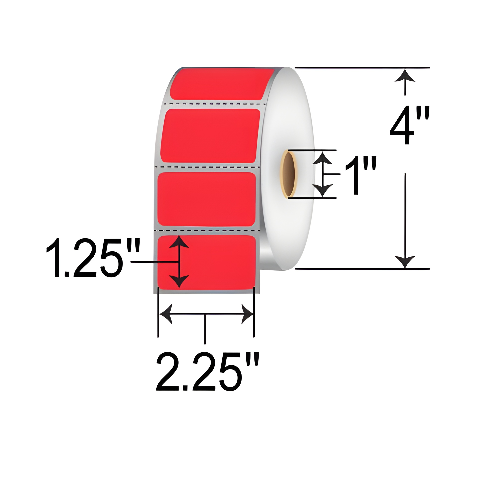 Barcodefactory 2.25x1.25  DT Label [Perforated, Red] RD-225-125-1135-RD