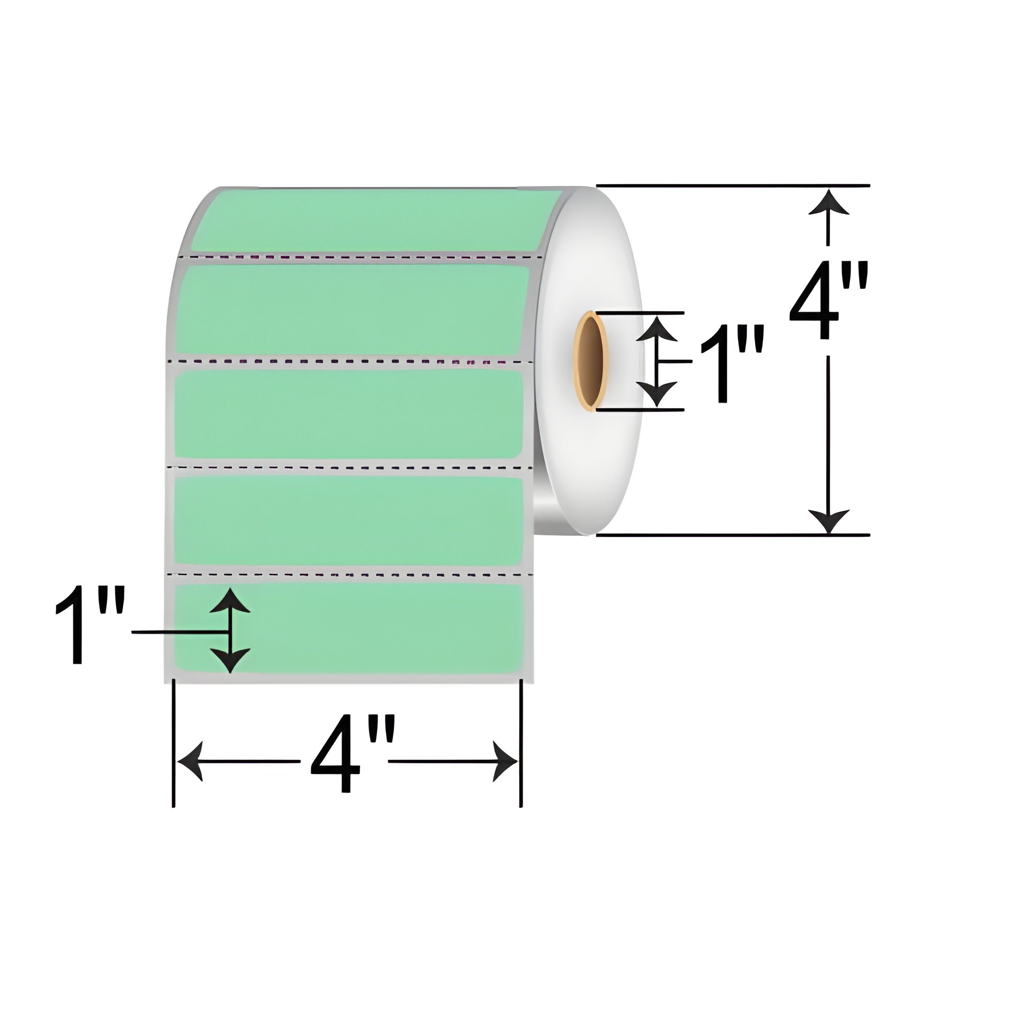Barcodefactory 4x1  DT Label [Perforated, Green] RD-4-1-1375-GR