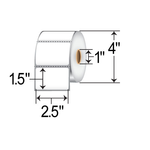 Barcodefactory 2.5x1.5  DT Label [Premium Top Coated, Perforated] RD-25-15-960-1
