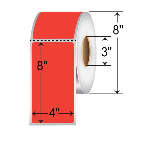 Barcodefactory 4x8  TT Label [Perforated, Red] RFC-4-8-750-RD