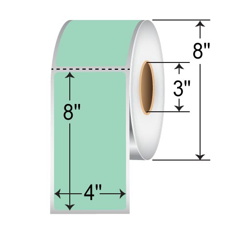 Barcodefactory 4x8  TT Label [Perforated, Green] RFC-4-8-750-GR