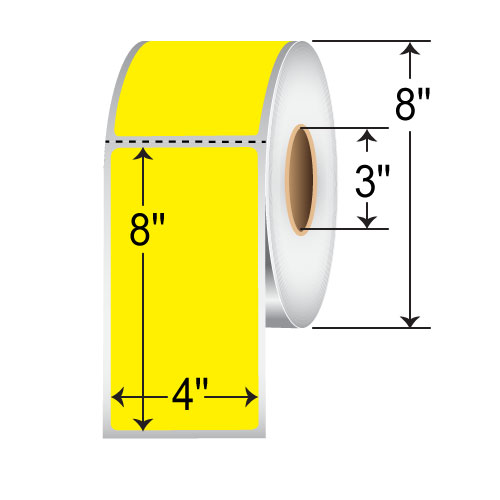 Barcodefactory 4x8  TT Label [Perforated, Yellow] RFC-4-8-750-YL