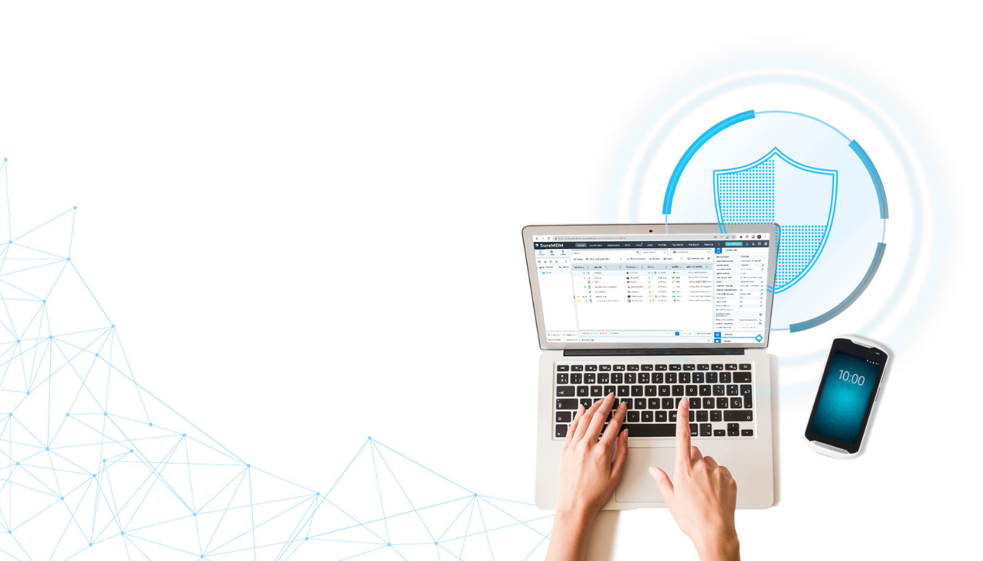 42Gears SureMDM shown on laptop and mobile device