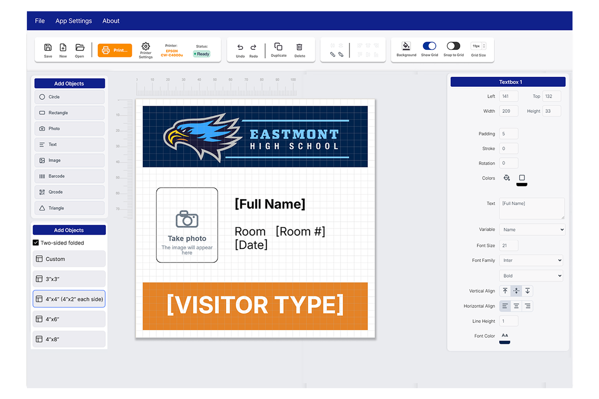 Designing a color label in Epson Label Boost Designer