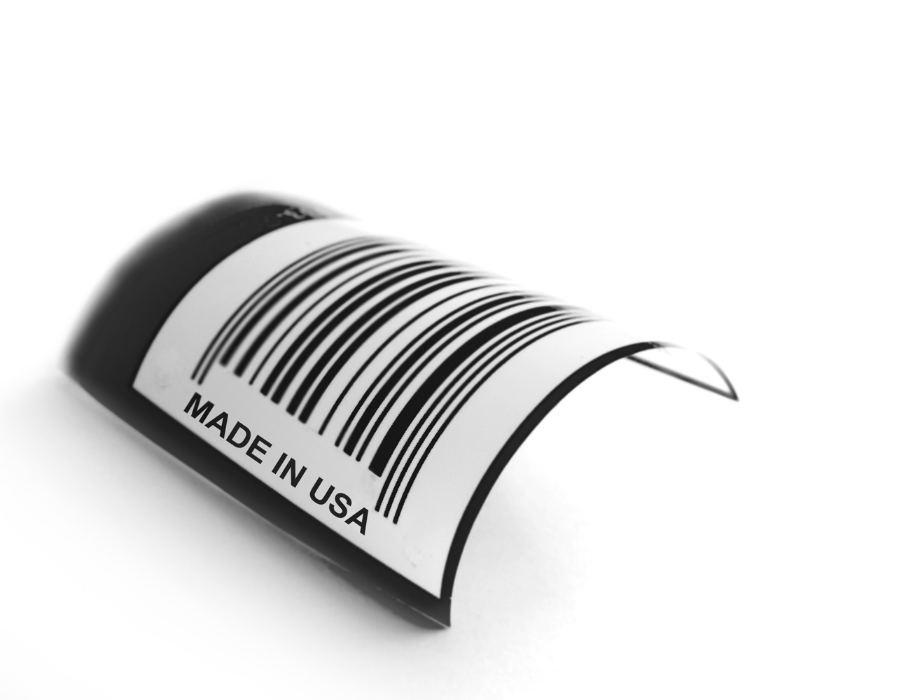 Standard UPC label on product