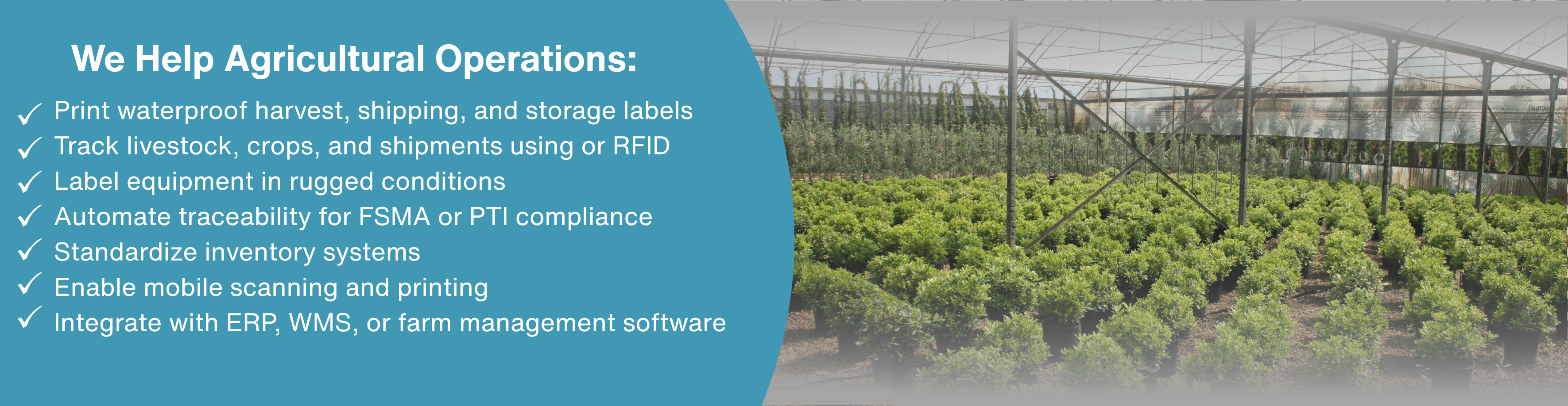 We Help Agricultural Operations Banner