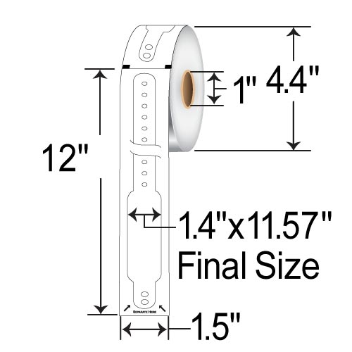 SATO 1.14x11.5 Wristbands [1.1x4 Printable Area, Adult] 60S101002