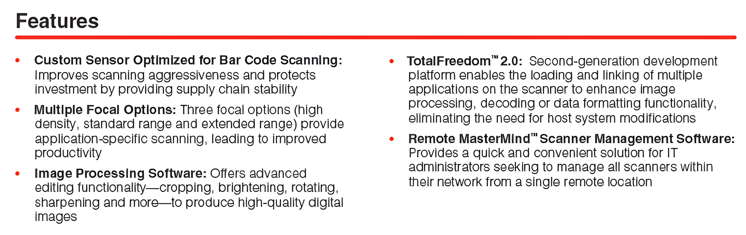 honeywell xenon 1900 scanner features